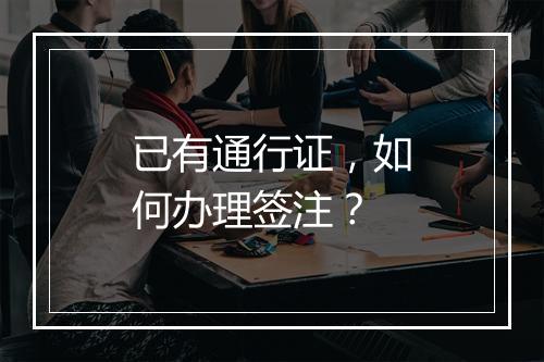 已有通行证，如何办理签注？