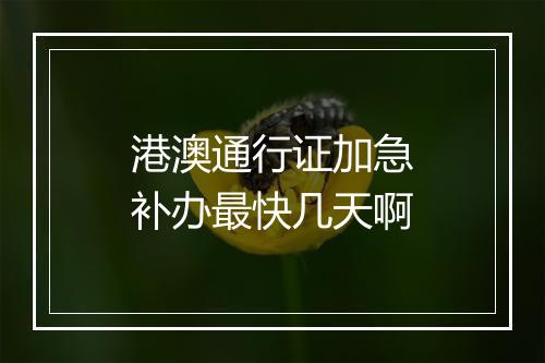 港澳通行证加急补办最快几天啊
