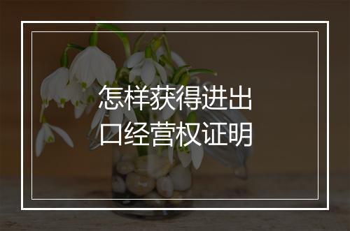 怎样获得进出口经营权证明
