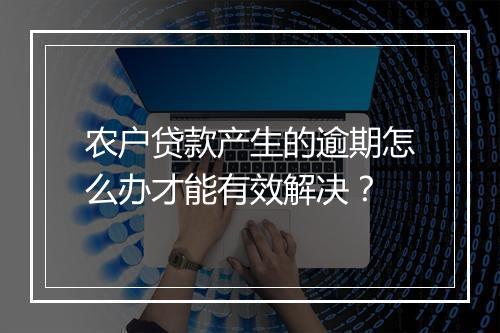 农户贷款产生的逾期怎么办才能有效解决？