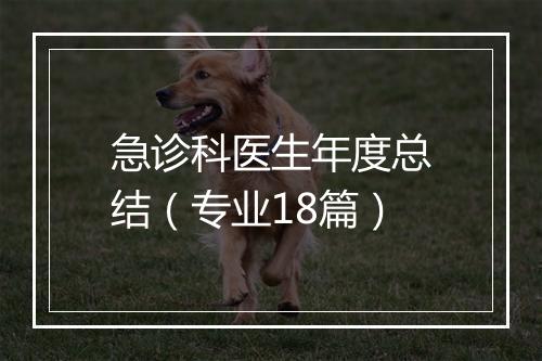 急诊科医生年度总结（专业18篇）