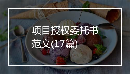 项目授权委托书范文(17篇)