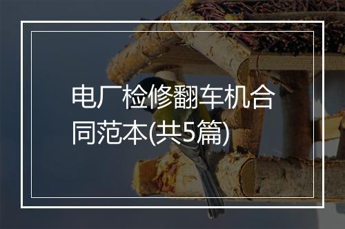 电厂检修翻车机合同范本(共5篇)