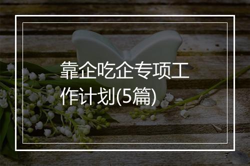 靠企吃企专项工作计划(5篇)