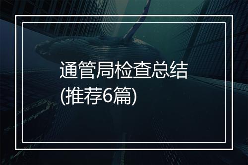 通管局检查总结(推荐6篇)