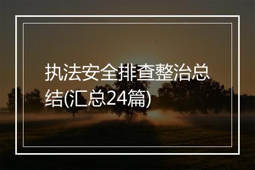 执法安全排查整治总结(汇总24篇)
