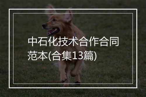 中石化技术合作合同范本(合集13篇)