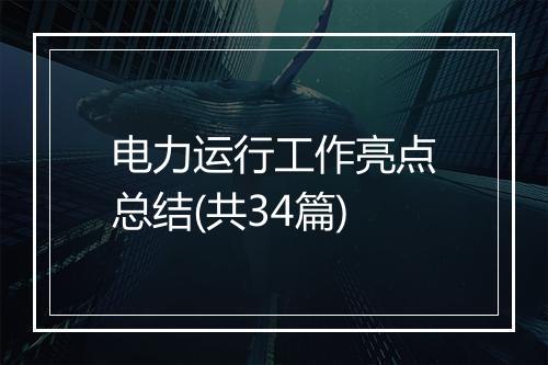电力运行工作亮点总结(共34篇)