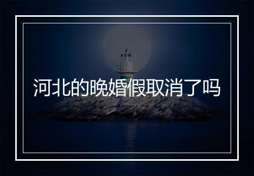 河北的晚婚假取消了吗