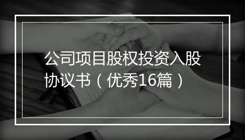 公司项目股权投资入股协议书（优秀16篇）