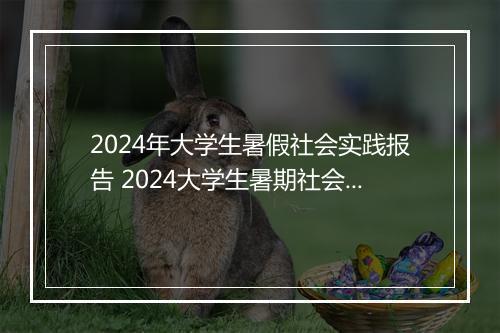2024年大学生暑假社会实践报告 2024大学生暑期社会实践报告范文精品范文10篇