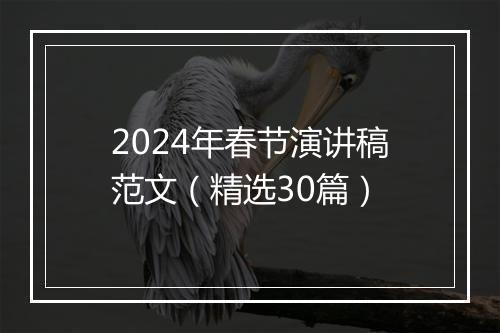 2024年春节演讲稿范文（精选30篇）