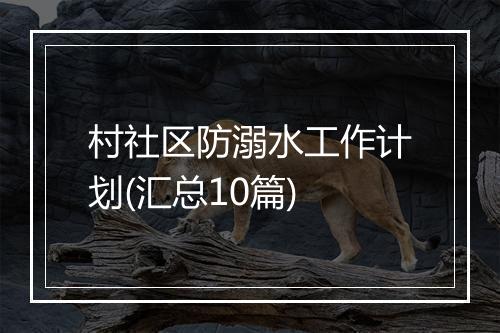 村社区防溺水工作计划(汇总10篇)