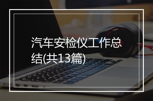 汽车安检仪工作总结(共13篇)