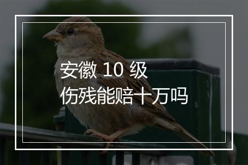 安徽 10 级伤残能赔十万吗