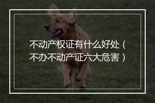 不动产权证有什么好处（不办不动产证六大危害）