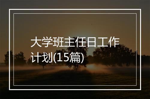 大学班主任日工作计划(15篇)