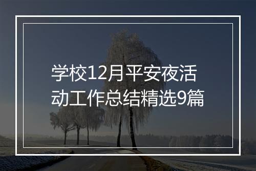学校12月平安夜活动工作总结精选9篇