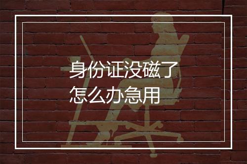 身份证没磁了怎么办急用