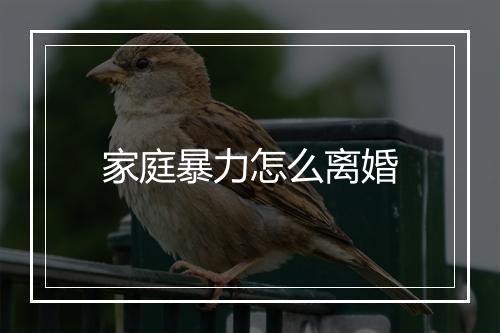 家庭暴力怎么离婚