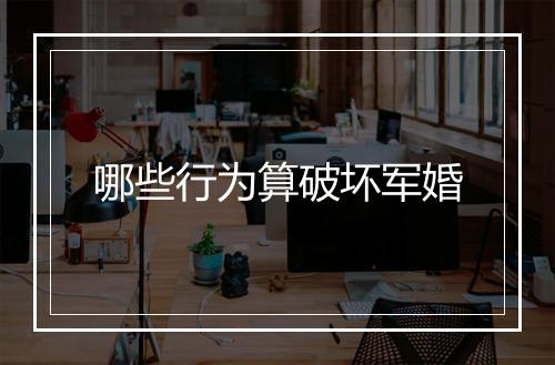 哪些行为算破坏军婚