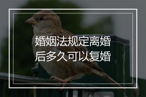 婚姻法规定离婚后多久可以复婚