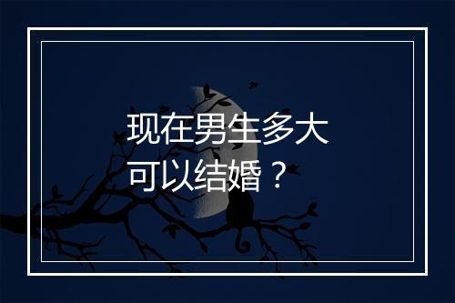 现在男生多大可以结婚？
