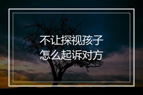 不让探视孩子怎么起诉对方