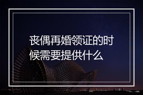 丧偶再婚领证的时候需要提供什么