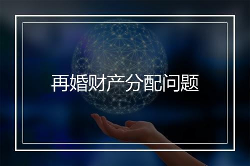 再婚财产分配问题