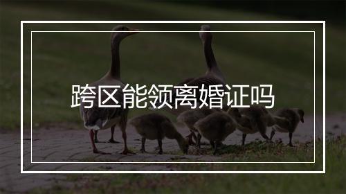 跨区能领离婚证吗