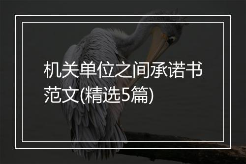 机关单位之间承诺书范文(精选5篇)