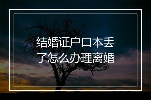 结婚证户口本丢了怎么办理离婚