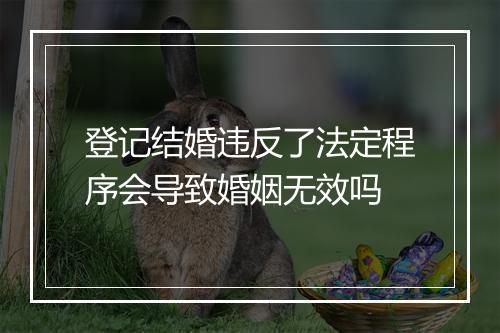 登记结婚违反了法定程序会导致婚姻无效吗