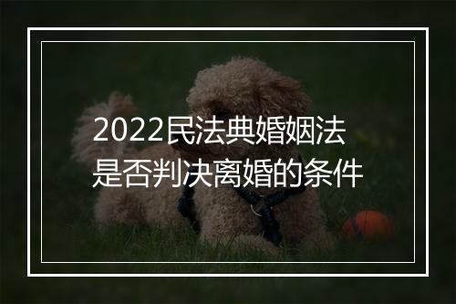 2022民法典婚姻法是否判决离婚的条件