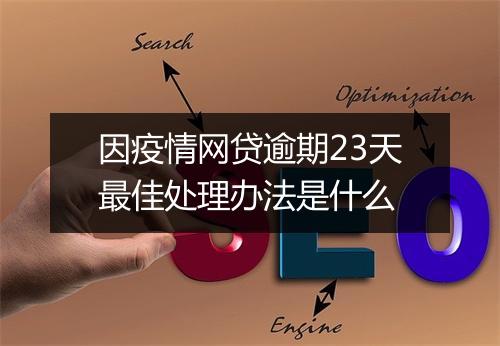 因疫情网贷逾期23天最佳处理办法是什么