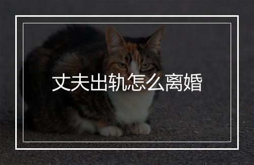 丈夫出轨怎么离婚