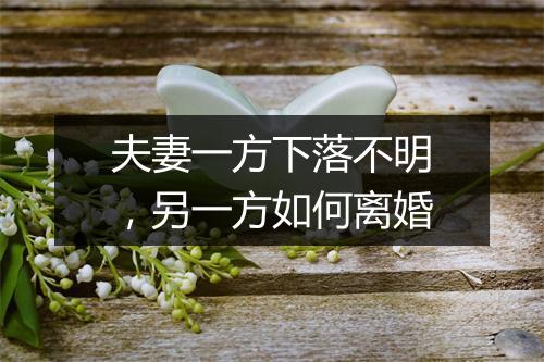 夫妻一方下落不明，另一方如何离婚