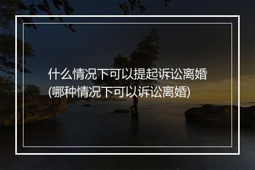 什么情况下可以提起诉讼离婚(哪种情况下可以诉讼离婚)