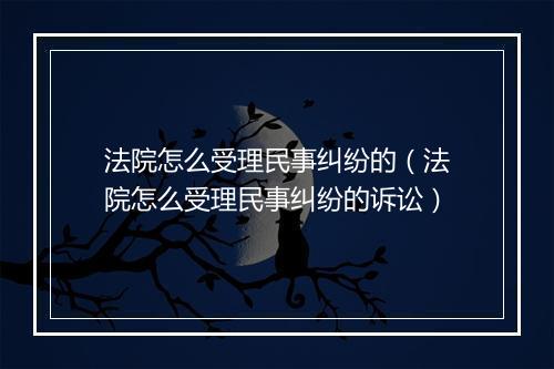 法院怎么受理民事纠纷的（法院怎么受理民事纠纷的诉讼）