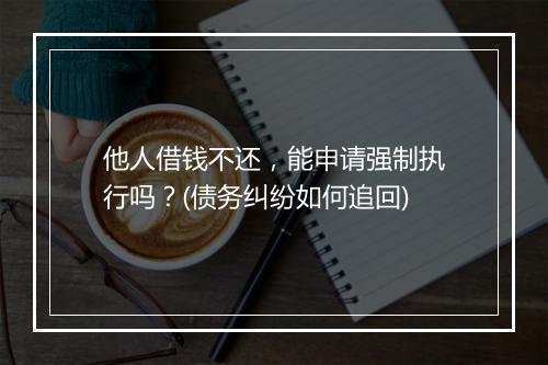 他人借钱不还，能申请强制执行吗？(债务纠纷如何追回)