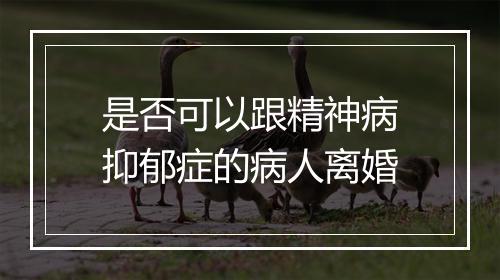 是否可以跟精神病抑郁症的病人离婚