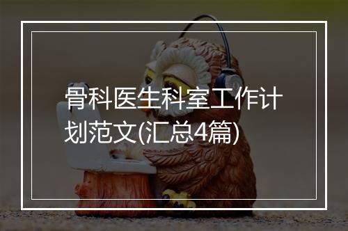 骨科医生科室工作计划范文(汇总4篇)