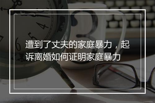 遭到了丈夫的家庭暴力，起诉离婚如何证明家庭暴力