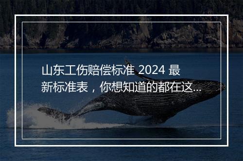 山东工伤赔偿标准 2024 最新标准表，你想知道的都在这里！