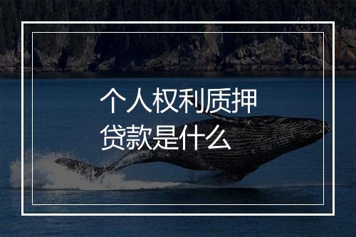 个人权利质押贷款是什么