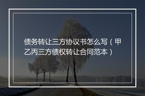 债务转让三方协议书怎么写（甲乙丙三方债权转让合同范本）