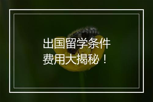 出国留学条件费用大揭秘！