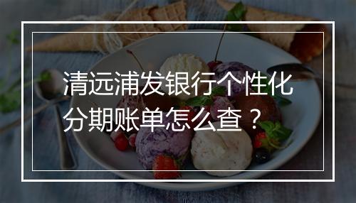 清远浦发银行个性化分期账单怎么查？