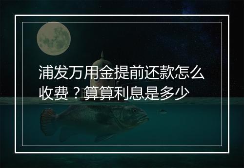 浦发万用金提前还款怎么收费？算算利息是多少